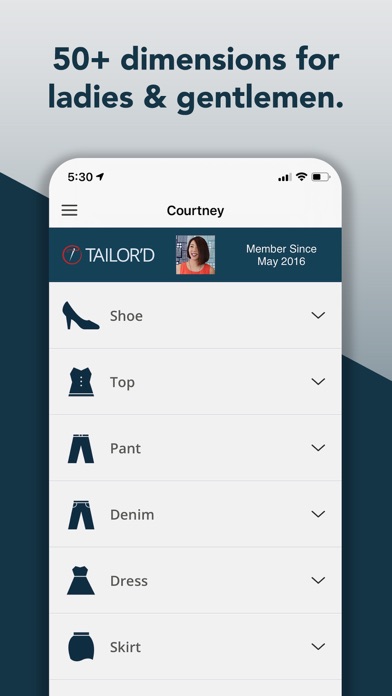 TAILOR'D: Save Sizes screenshot 1