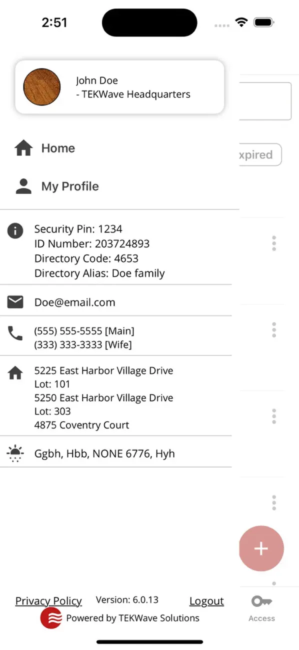 TEKControl Visitor Management screenshot 2