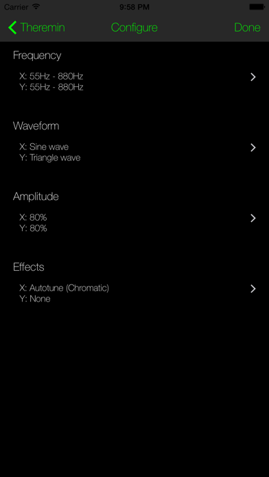 Theremin (Motion Sensors and Touch Screen) screenshot 2