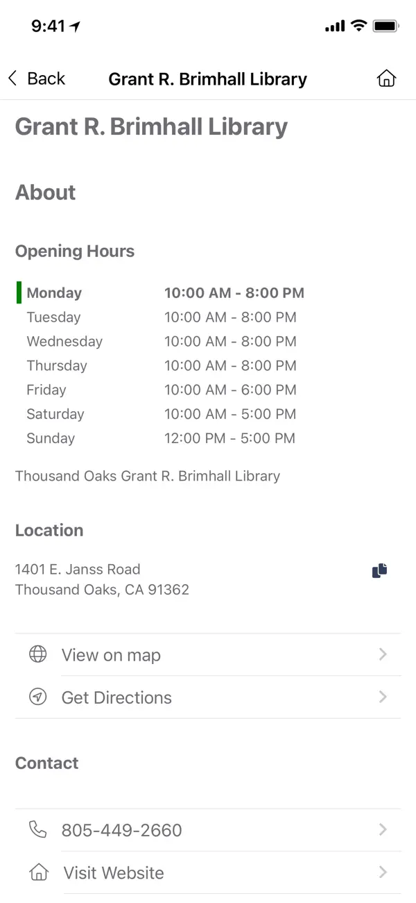 Thousand Oaks Library screenshot 1
