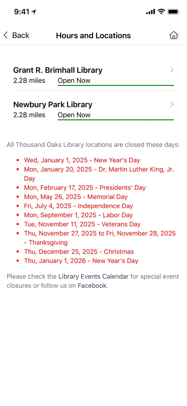 Thousand Oaks Library screenshot 2