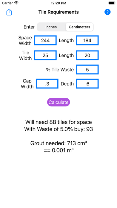 Tile & Grout Calculator screenshot 1
