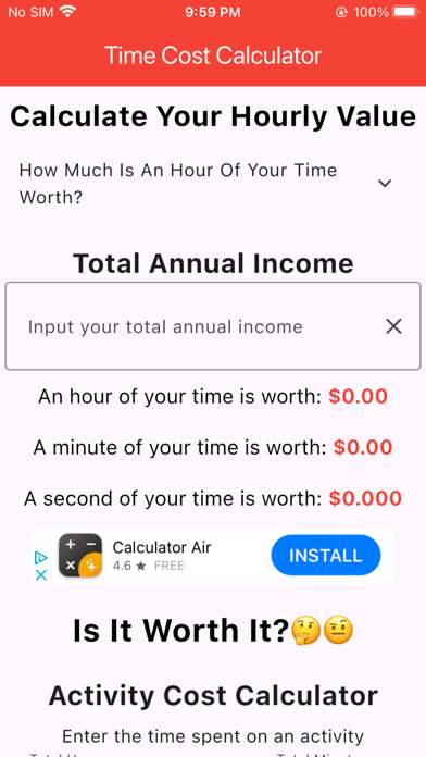 Time Cost Calculator screenshot 1