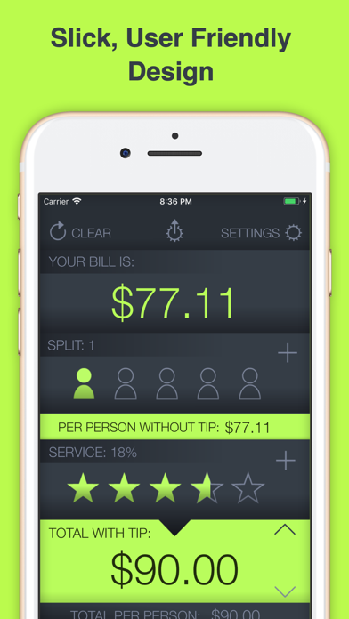 Tip Calculator % Tap Tip screenshot 1