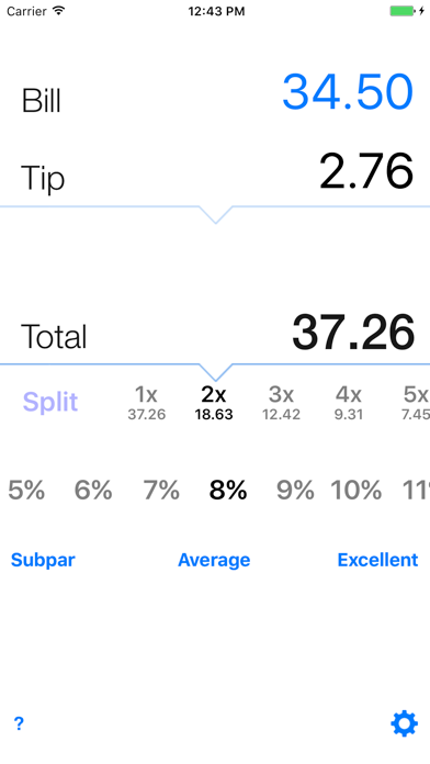 Tip calculator 'Tipping made easy' screenshot 1