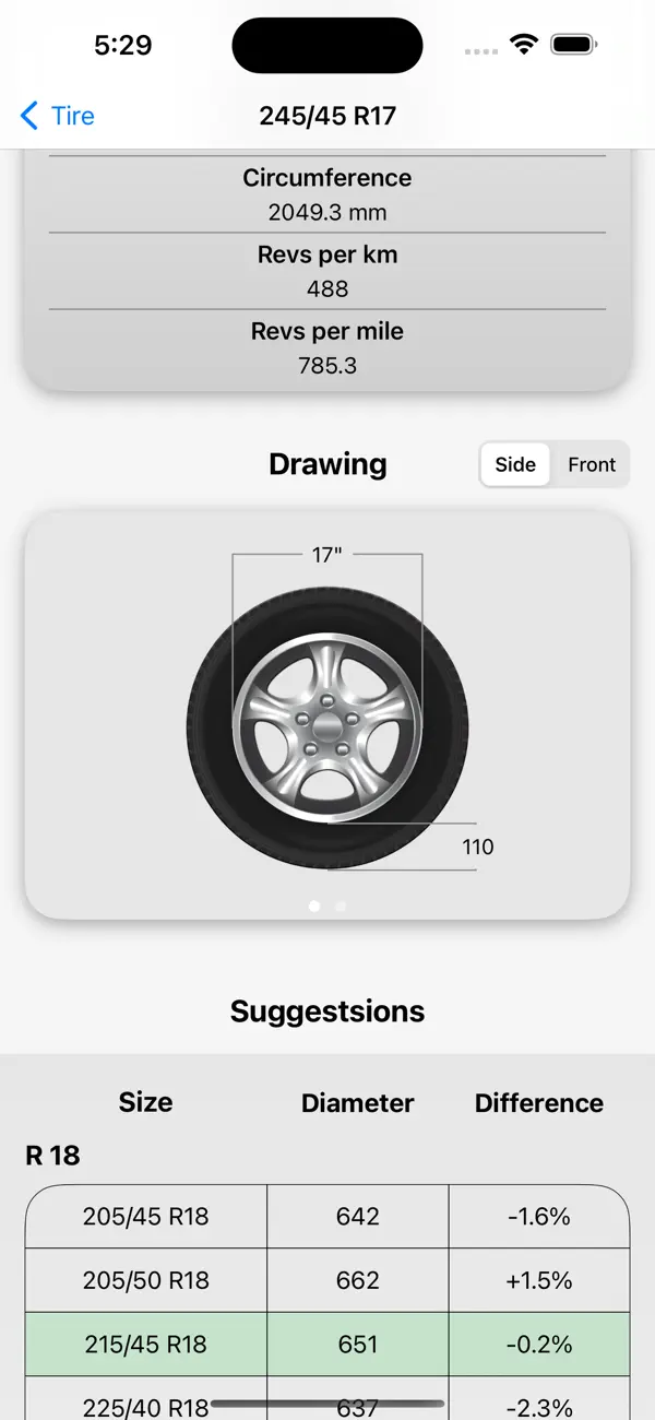 Tire Sizes screenshot 5