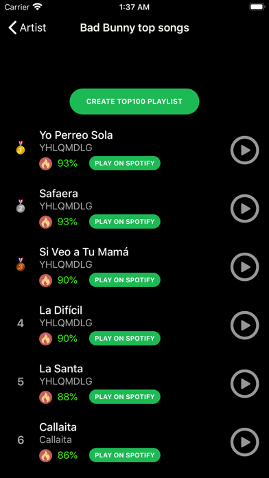 Top 100 for Spotify screenshot 1