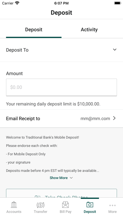 Traditional Bank Mobile screenshot 1