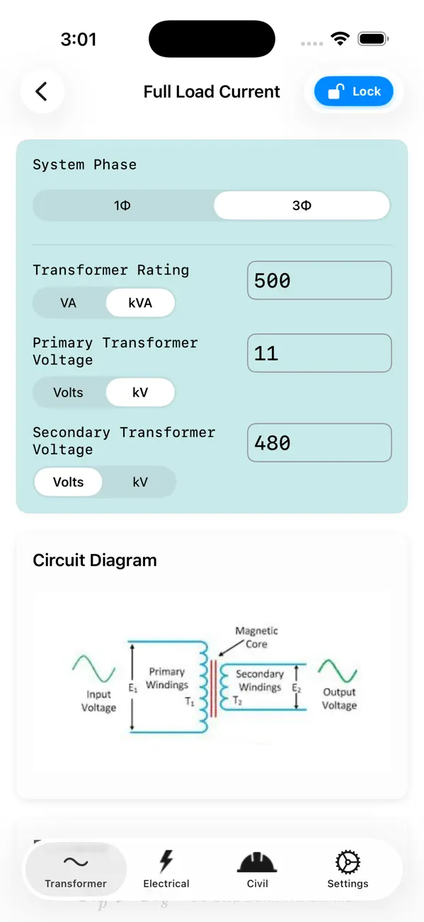 Transformer Calculator. screenshot 1