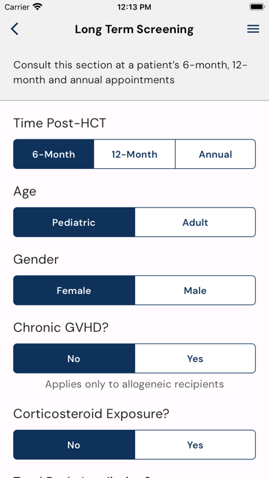 Transplant (HCT) Guidelines screenshot 2