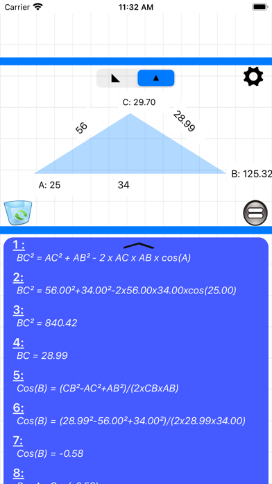 Triangle & Angle calculator screenshot 2