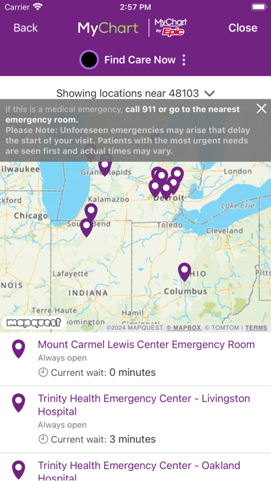 Trinity Health MyChart screenshot 2