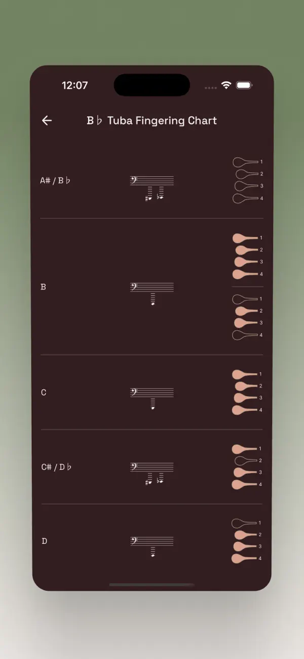 Tuba Fingering Chart screenshot 1