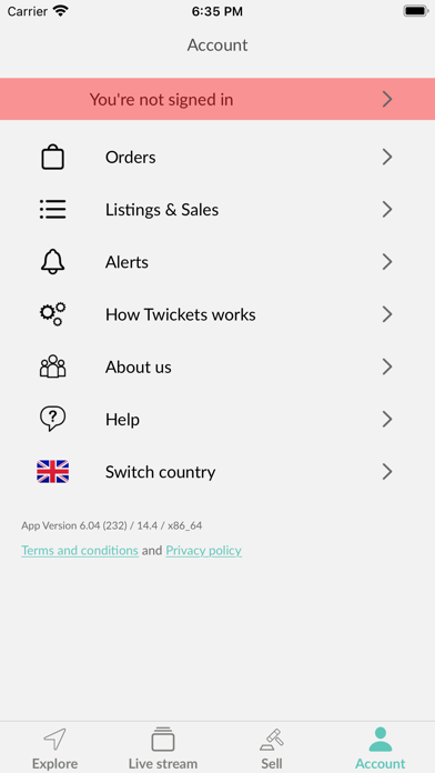 Twickets screenshot 2