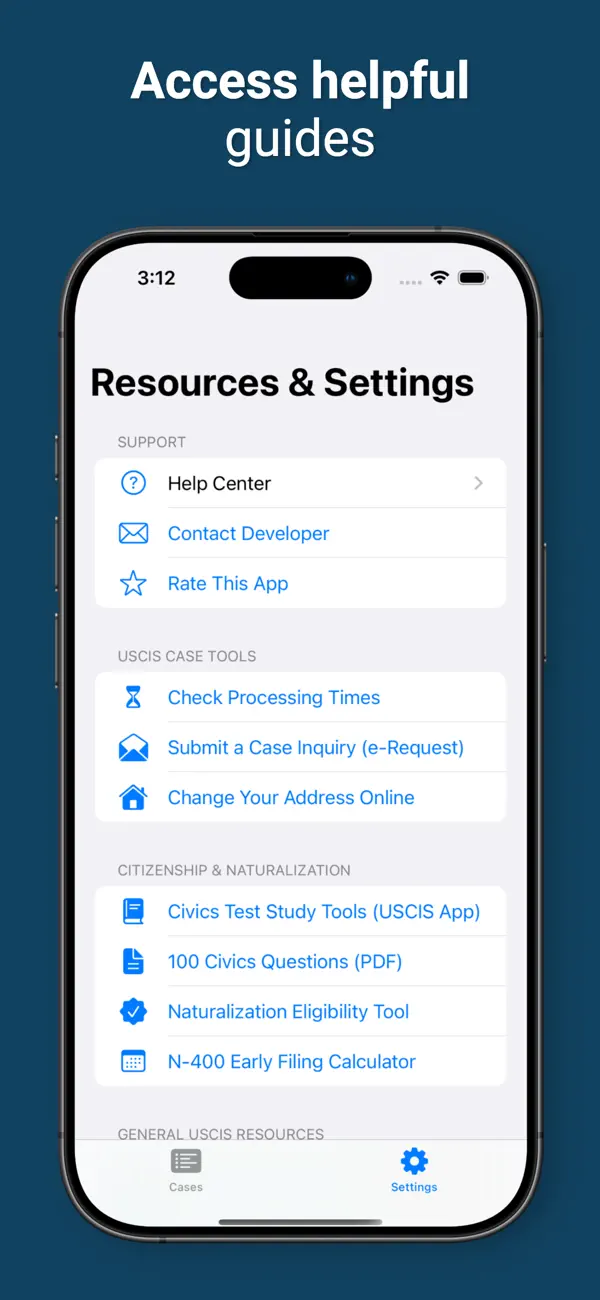 USCIS Case Tracker App screenshot 2