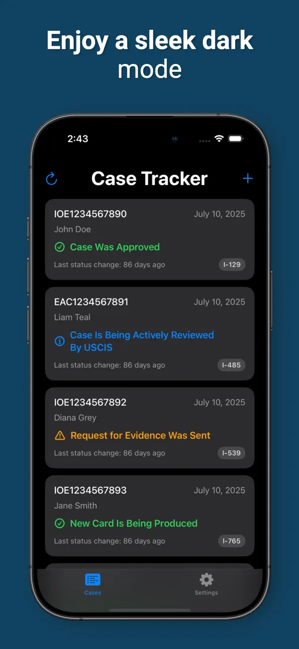 USCIS Case Tracker App screenshot 1
