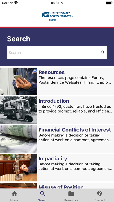 USPS Ethics screenshot 2