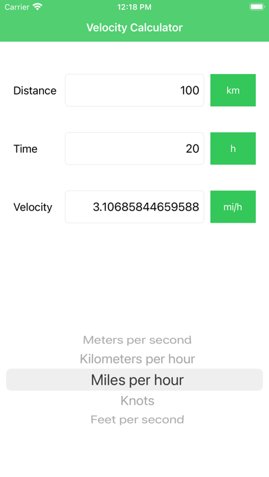 Velocity Calc and Converter screenshot 1