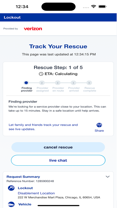 Verizon Roadside Assistance screenshot 1