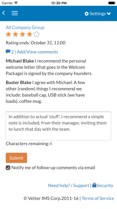 Vetter Employee Suggestion Box tool screenshot 2