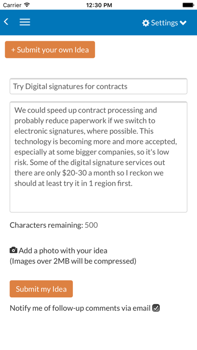 Vetter Employee Suggestion Box tool screenshot 4