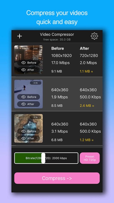 Video Compressor-Shrink videos screenshot 5