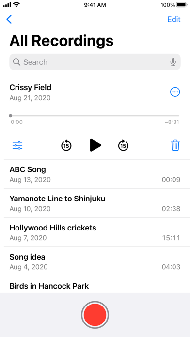 Voice Memos screenshot 2