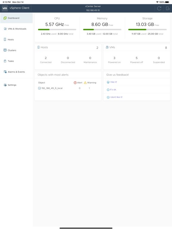 vSphere Mobile Client screenshot 10
