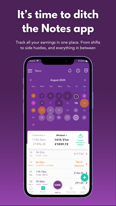 wac - shift & earnings tracker screenshot 8