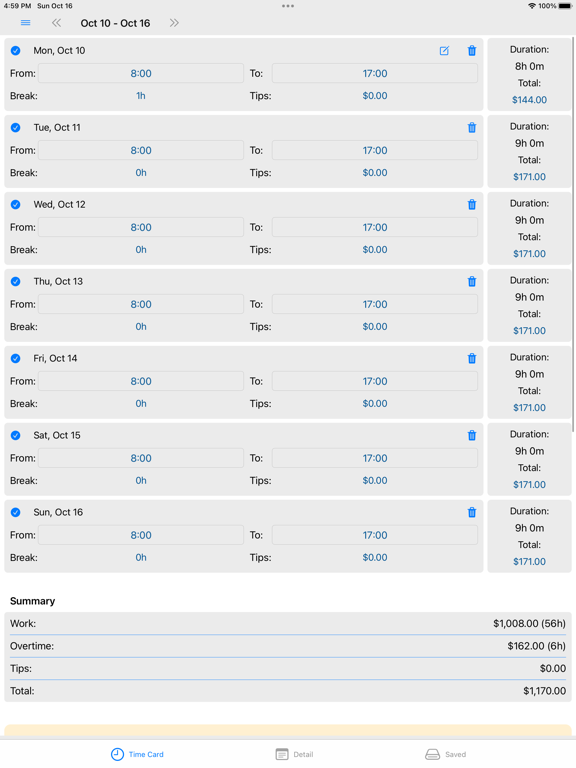 Wage Calculator- Hours Tracker screenshot 6