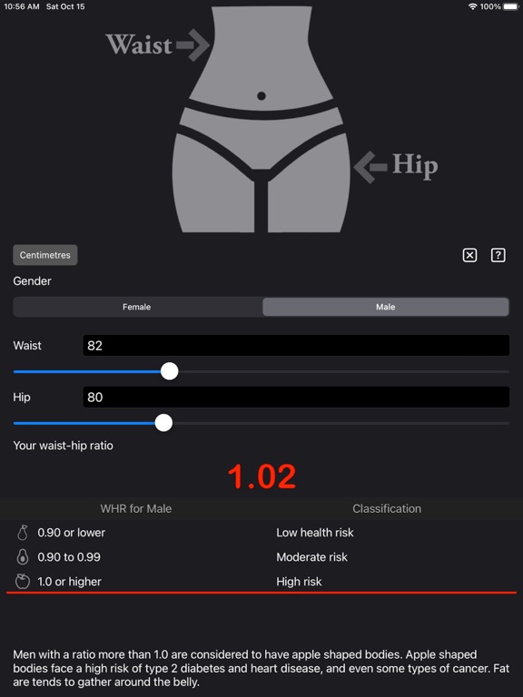 Waist to Hip Ratio Calc screenshot 4