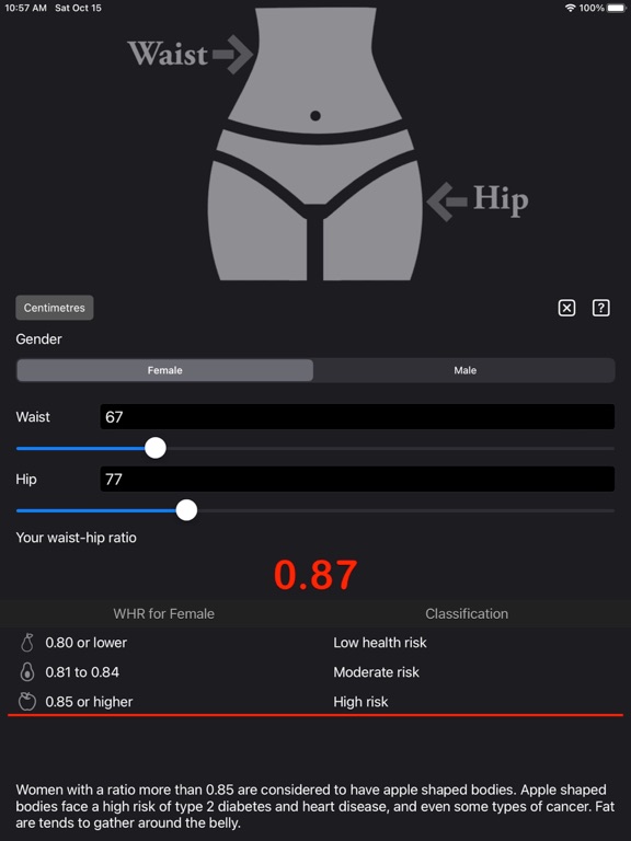 Waist to Hip Ratio Calc screenshot 3