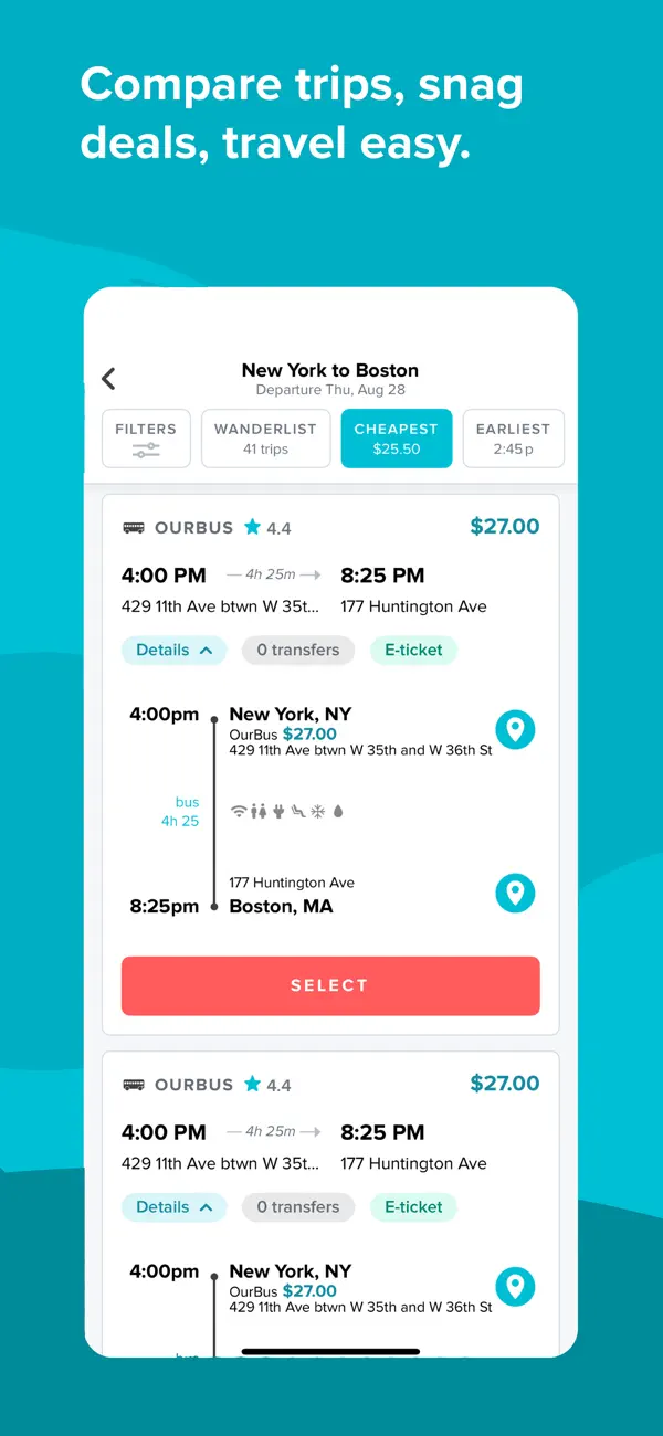 Wanderu: Bus & Train Tickets screenshot 1