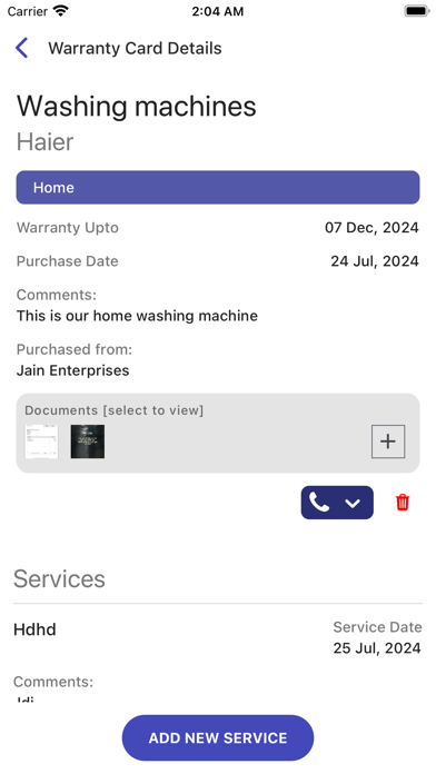 Warranty Book screenshot 2