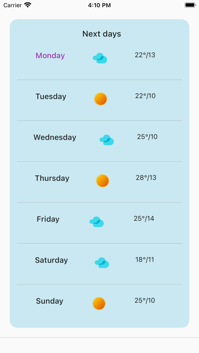 Weather determination screenshot 2