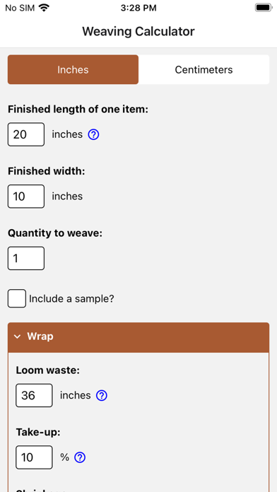 Weaving Project Calculator screenshot 2