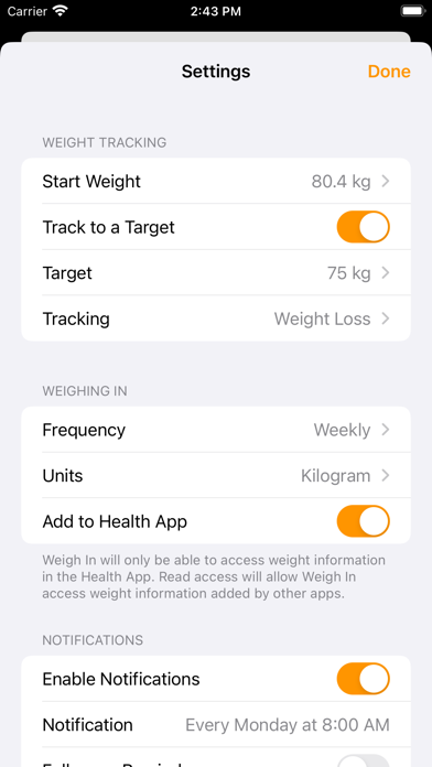 Weigh In: Weight Tracker screenshot 1