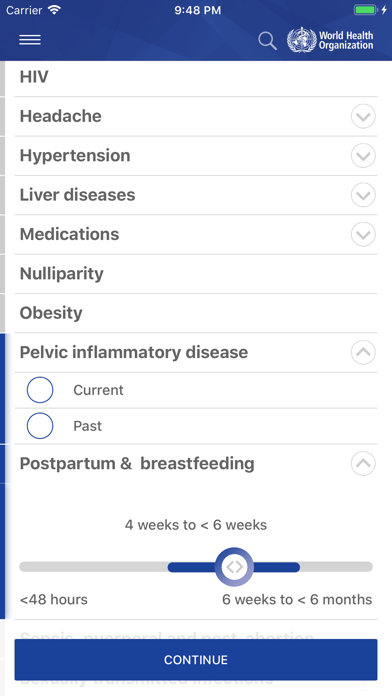 WHO Contraception tool screenshot 3