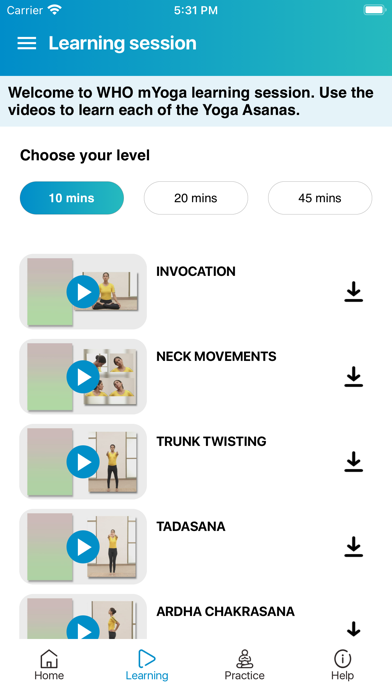 WHO mYoga App screenshot 3