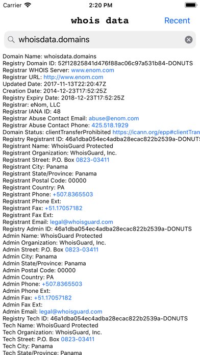 Whois Data screenshot 3