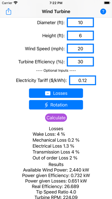 Wind Turbine Calculator screenshot 1