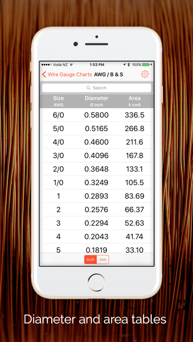 Wire Gauge Charts - Size tables for AWG, SWG, BWG screenshot 4