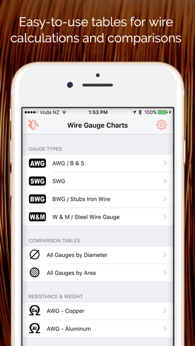 Wire Gauge Charts - Size tables for AWG, SWG, BWG screenshot 5
