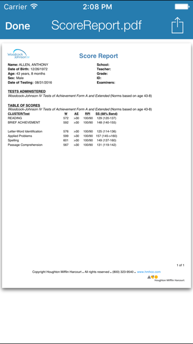 WJ IV Scoring & Reporting screenshot 1