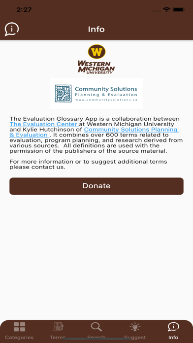 WMU Evaluation Glossary screenshot 1
