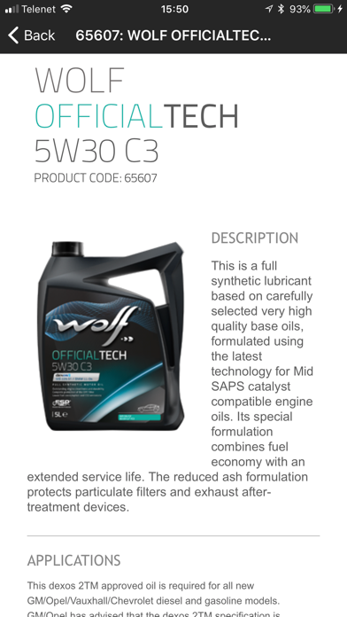 Wolf Lubricants Finder screenshot 1