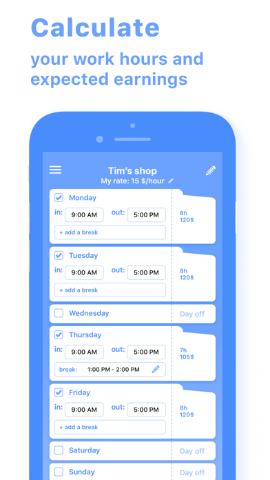 Work Hours & Pay Calculator screenshot 7