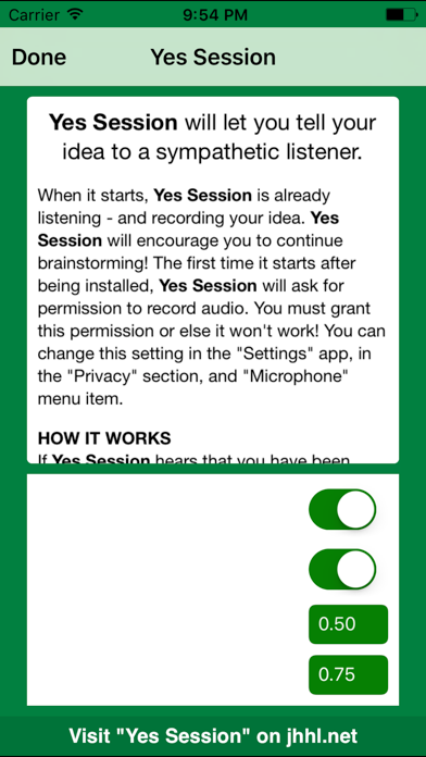 Yes Session screenshot 1