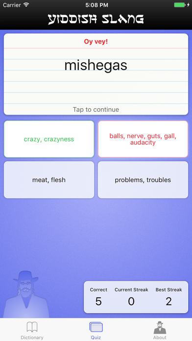 Yiddish Slang Dictionary and Quiz screenshot 2